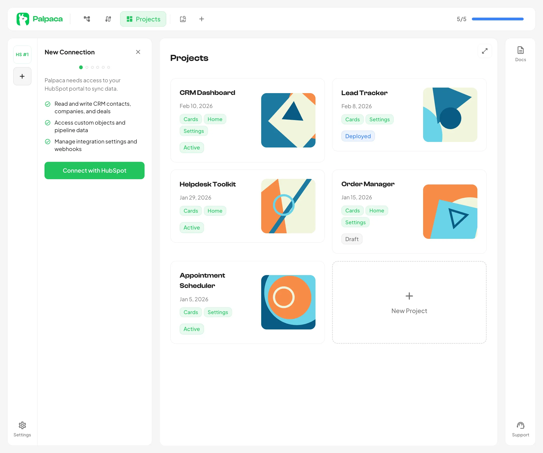 The new connection panel with HubSpot authorization prompt